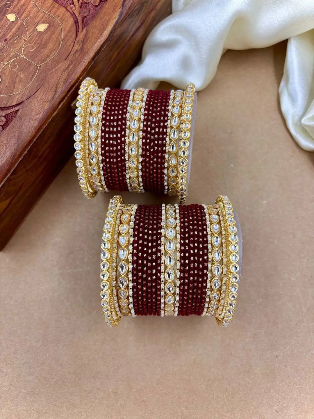 Ishhaara Designer Kundan Studded Dotted Bangle Chooda