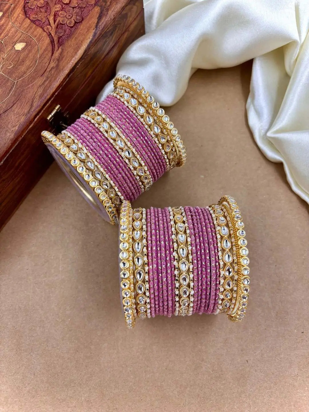 Ishhaara Designer Kundan Studded Dotted Bangle Chooda