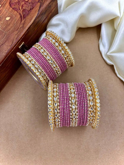 Ishhaara Designer Kundan Studded Dotted Bangle Chooda