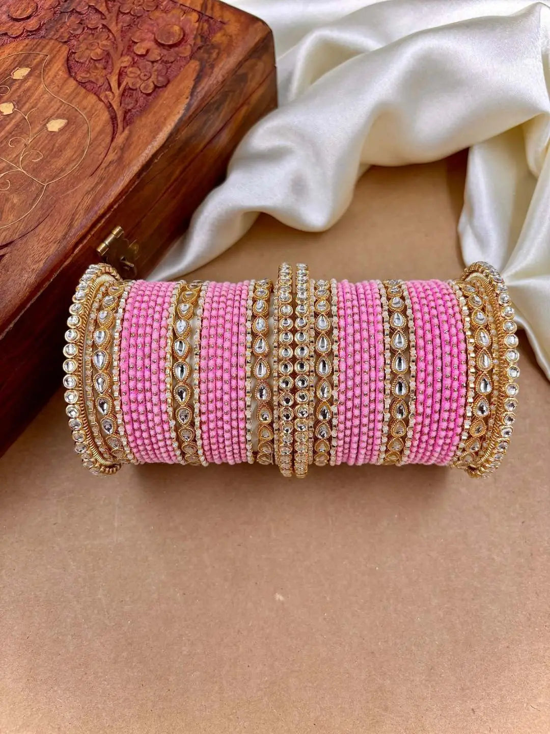Ishhaara Designer Kundan Studded Dotted Bangle Chooda