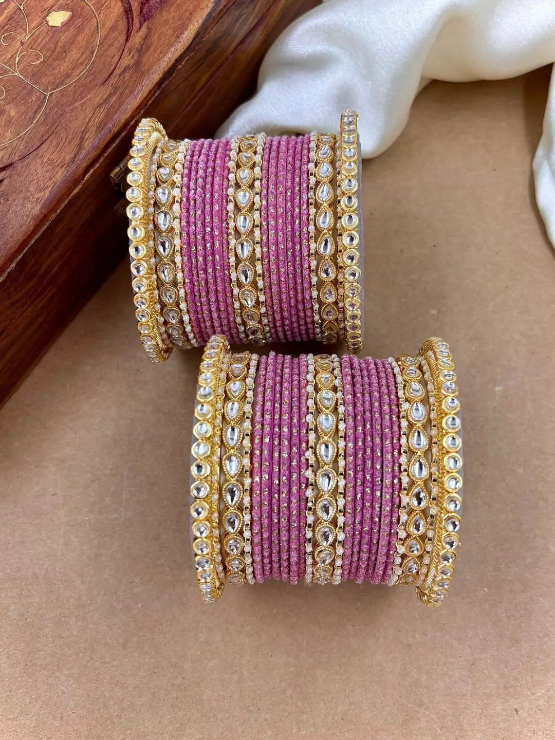 Ishhaara Designer Kundan Studded Dotted Bangle Chooda