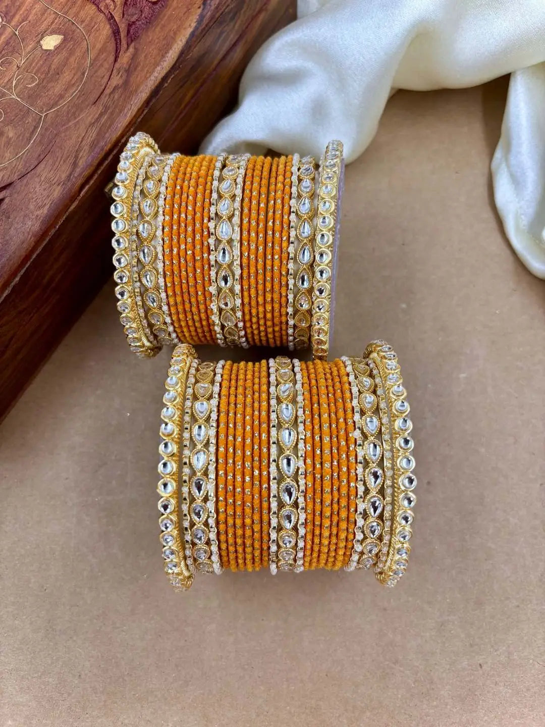 Ishhaara Designer Kundan Studded Dotted Bangle Chooda
