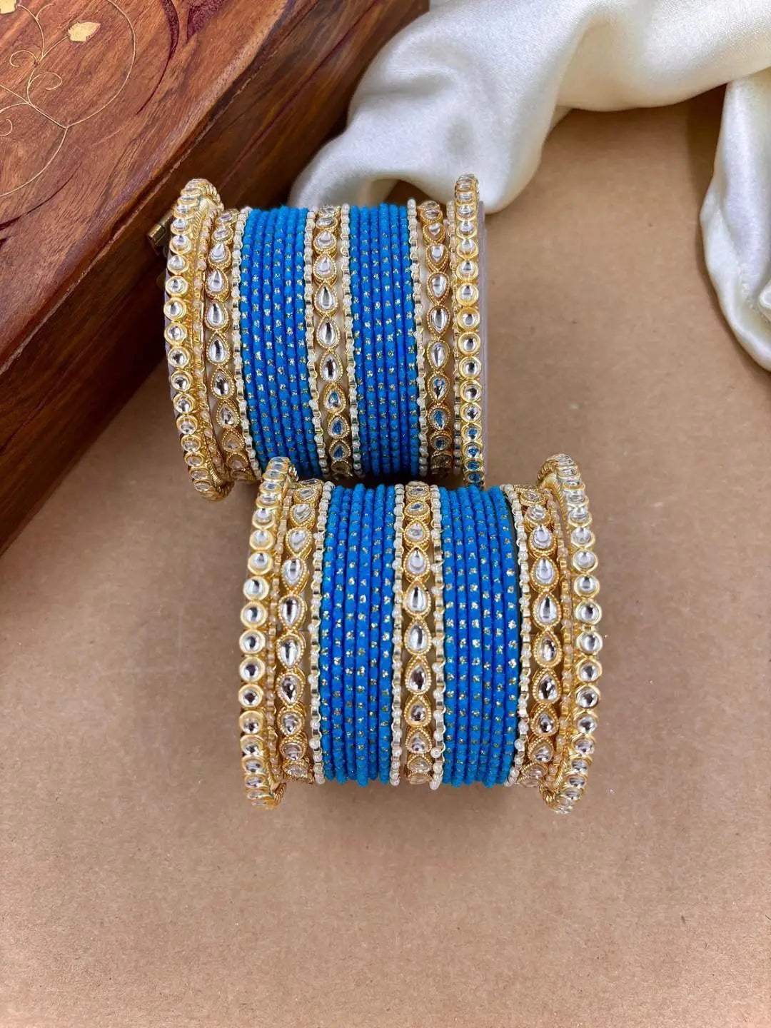 Ishhaara Designer Kundan Studded Dotted Bangle Chooda