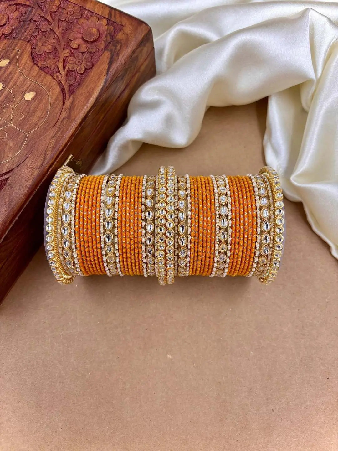 Ishhaara Designer Kundan Studded Dotted Bangle Chooda