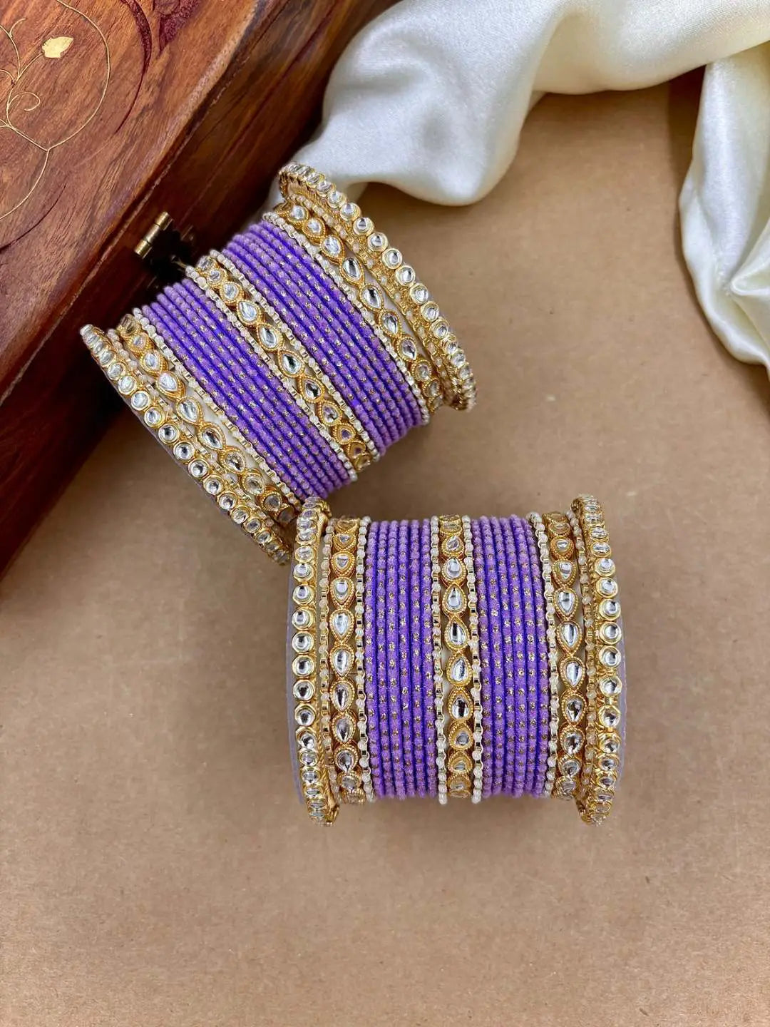 Ishhaara Designer Kundan Studded Dotted Bangle Chooda