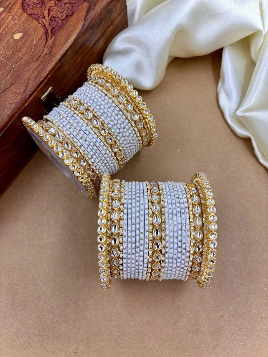 Ishhaara Designer Kundan Studded Dotted Bangle Chooda
