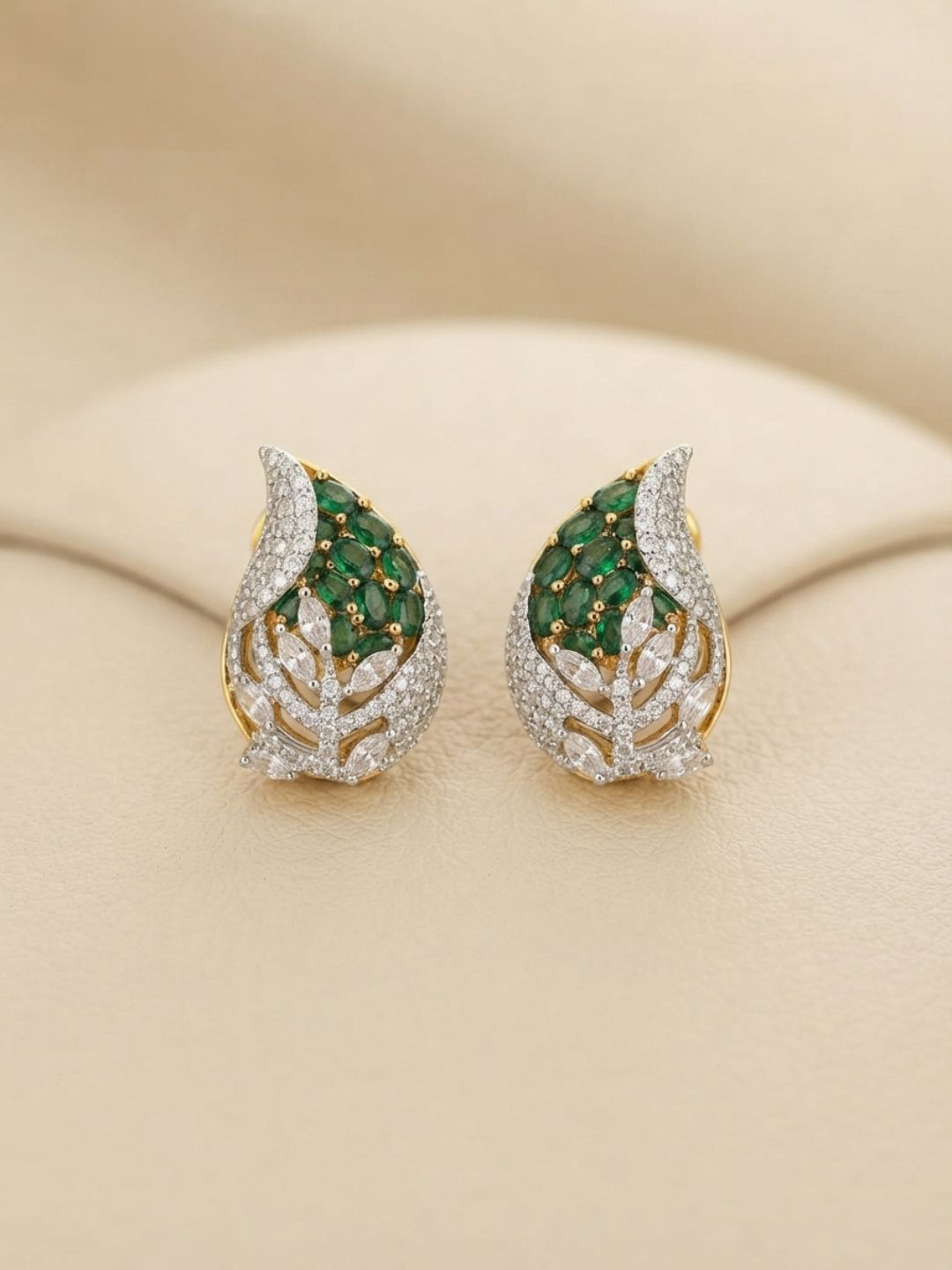 Ishhaara Designer Leaf Shaped Earrings