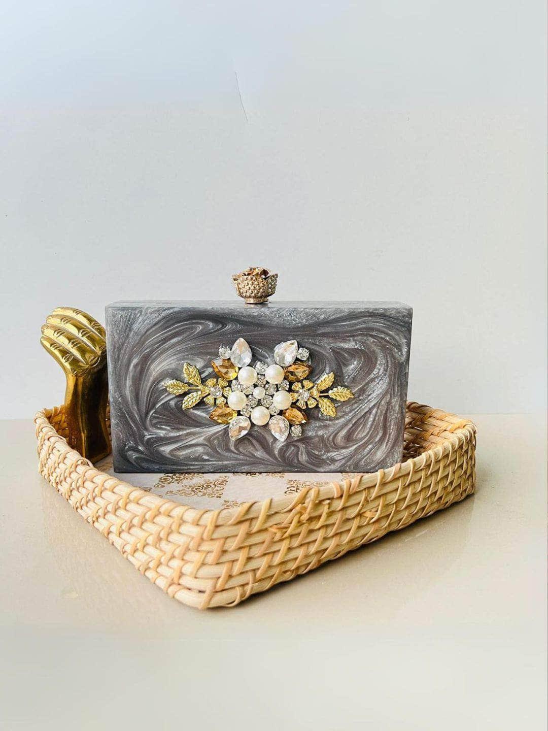 Ishhaara Designer Marble Look Resin Clutch Bag