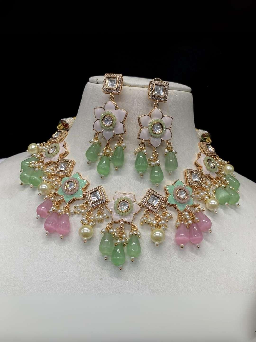 Ishhaara Designer Multi Color Beaded & Kundan Necklace