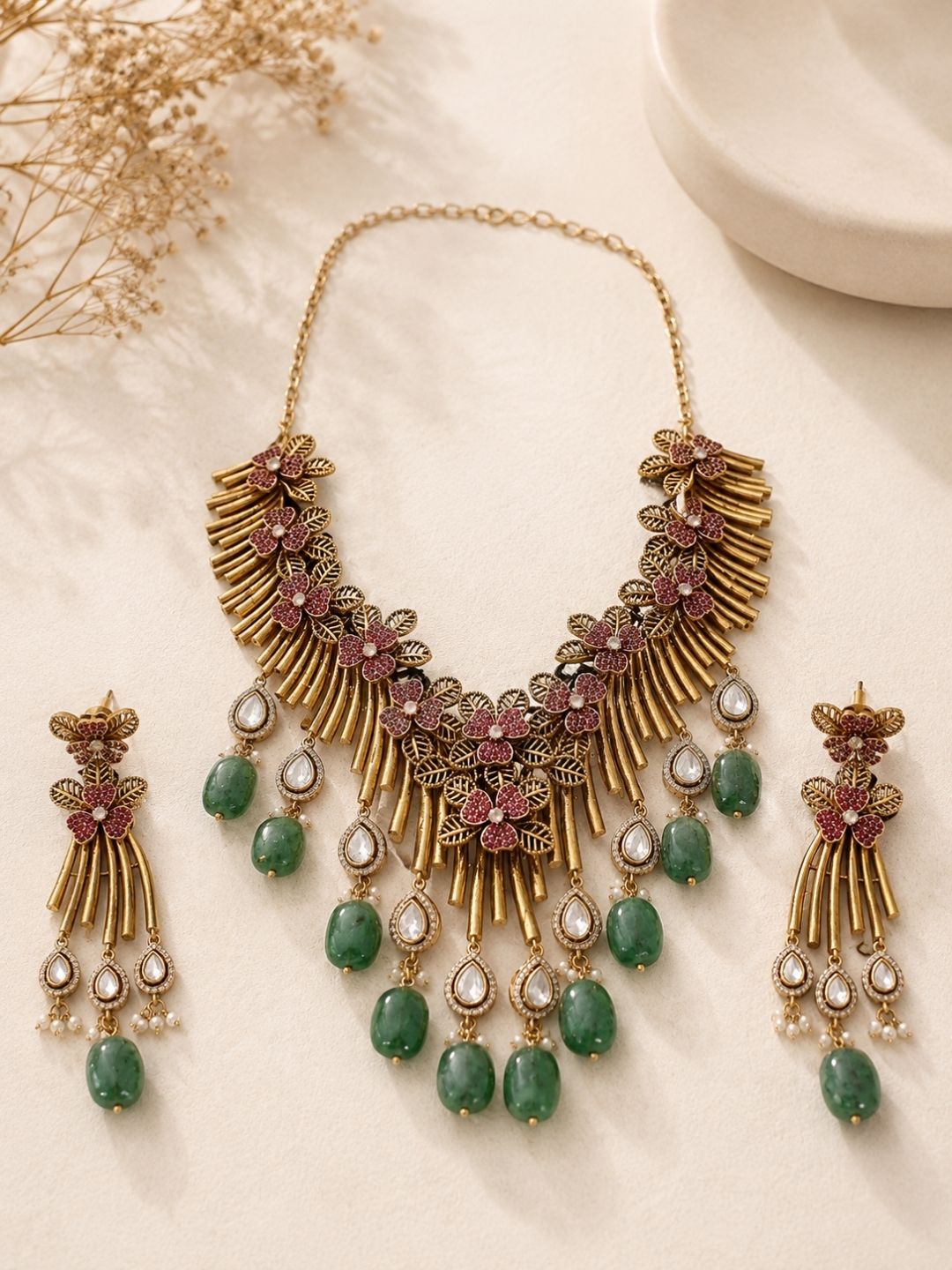 Ishhaara Designer Multi Color Stones Statement Necklace