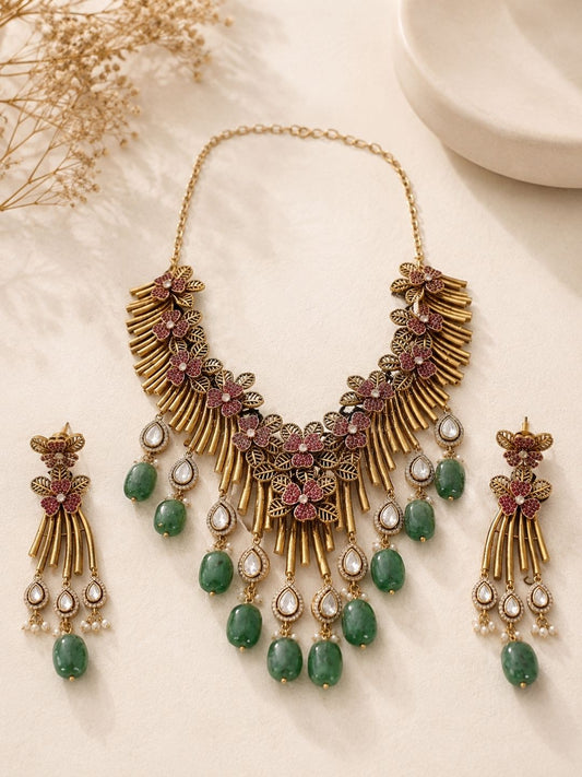 Ishhaara Designer Multi Color Stones Statement Necklace