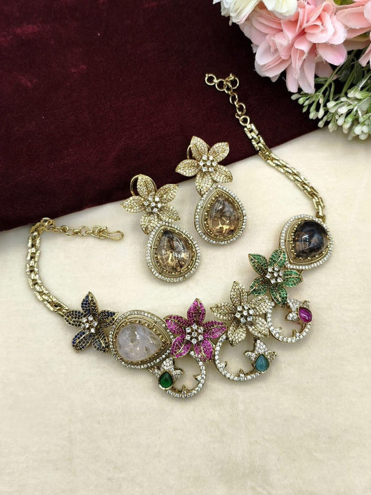 Ishhaara Designer Multicolored Choker Necklace Set