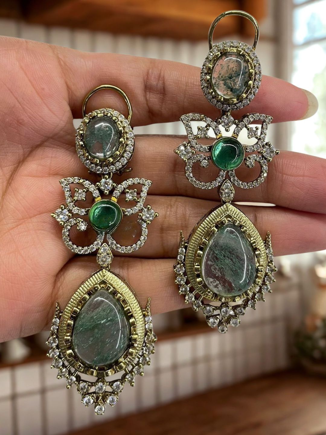 Ishhaara Designer Multicolored Pastel Gemstone Earrings