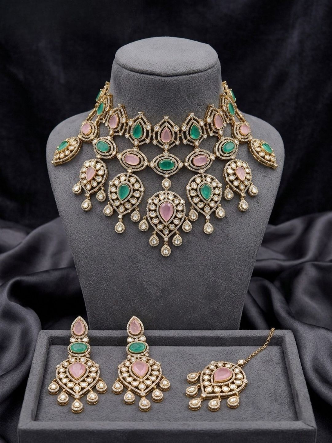 Ishhaara Designer Multicolored Pastel Gemstone Necklace