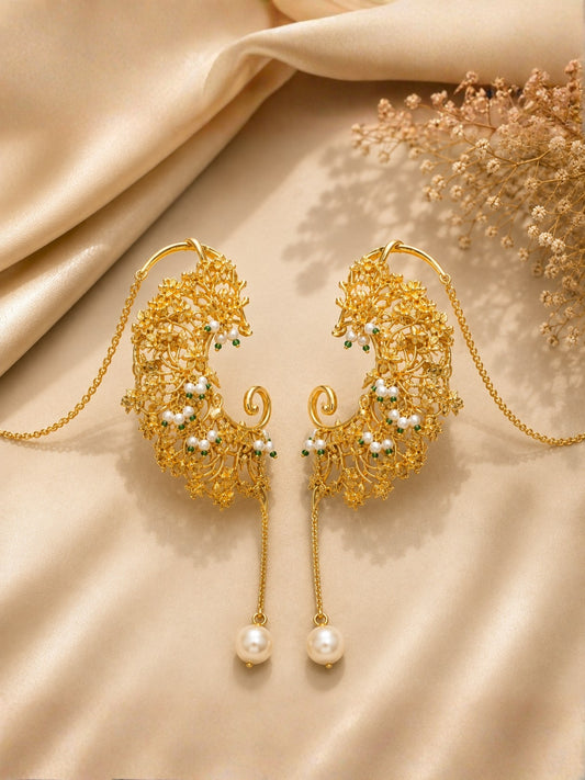 Ishhaara Designer Peral Drop Earcuff Earrings