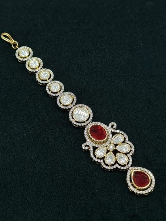 Ishhaara Designer Red Stone Maangtikka