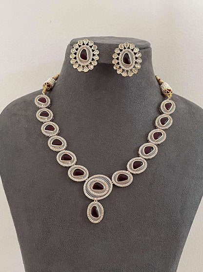 Ishhaara Designer Short Uncut Polki Party Wear Necklace