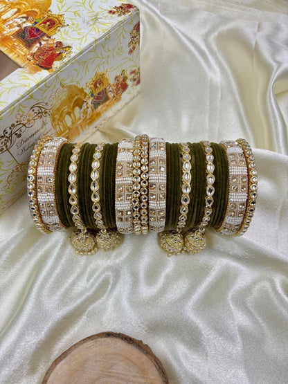 Ishhaara Designer Velvet Bangle Studded Bridal Chooda