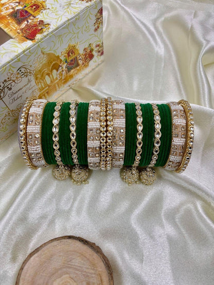 Ishhaara Designer Velvet Bangle Studded Bridal Chooda
