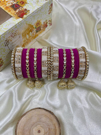 Ishhaara Designer Velvet Bangle Studded Bridal Chooda
