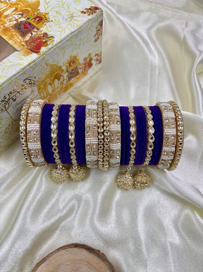 Ishhaara Designer Velvet Bangle Studded Bridal Chooda