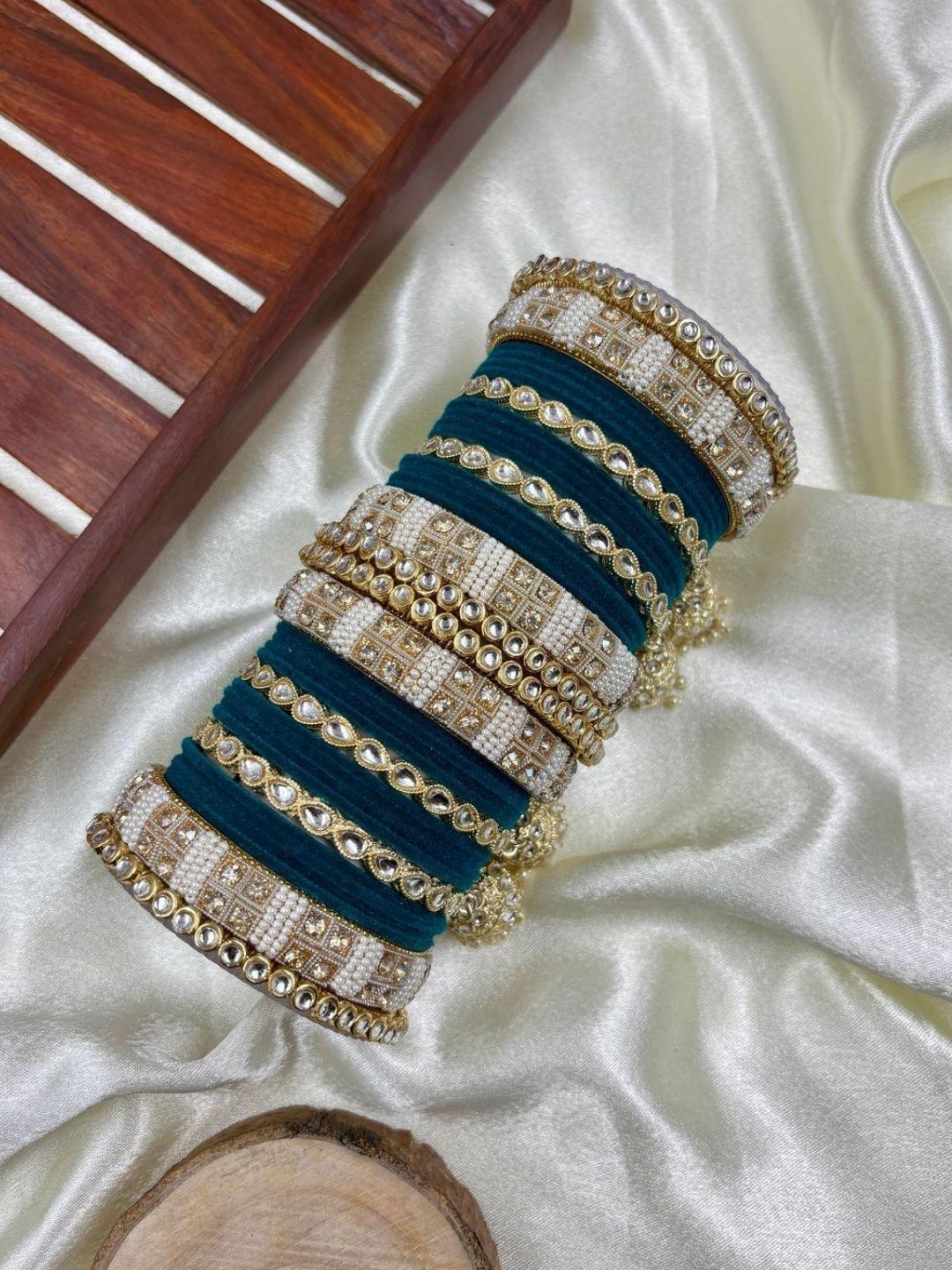 Ishhaara Designer Velvet Bangle Studded Bridal Chooda