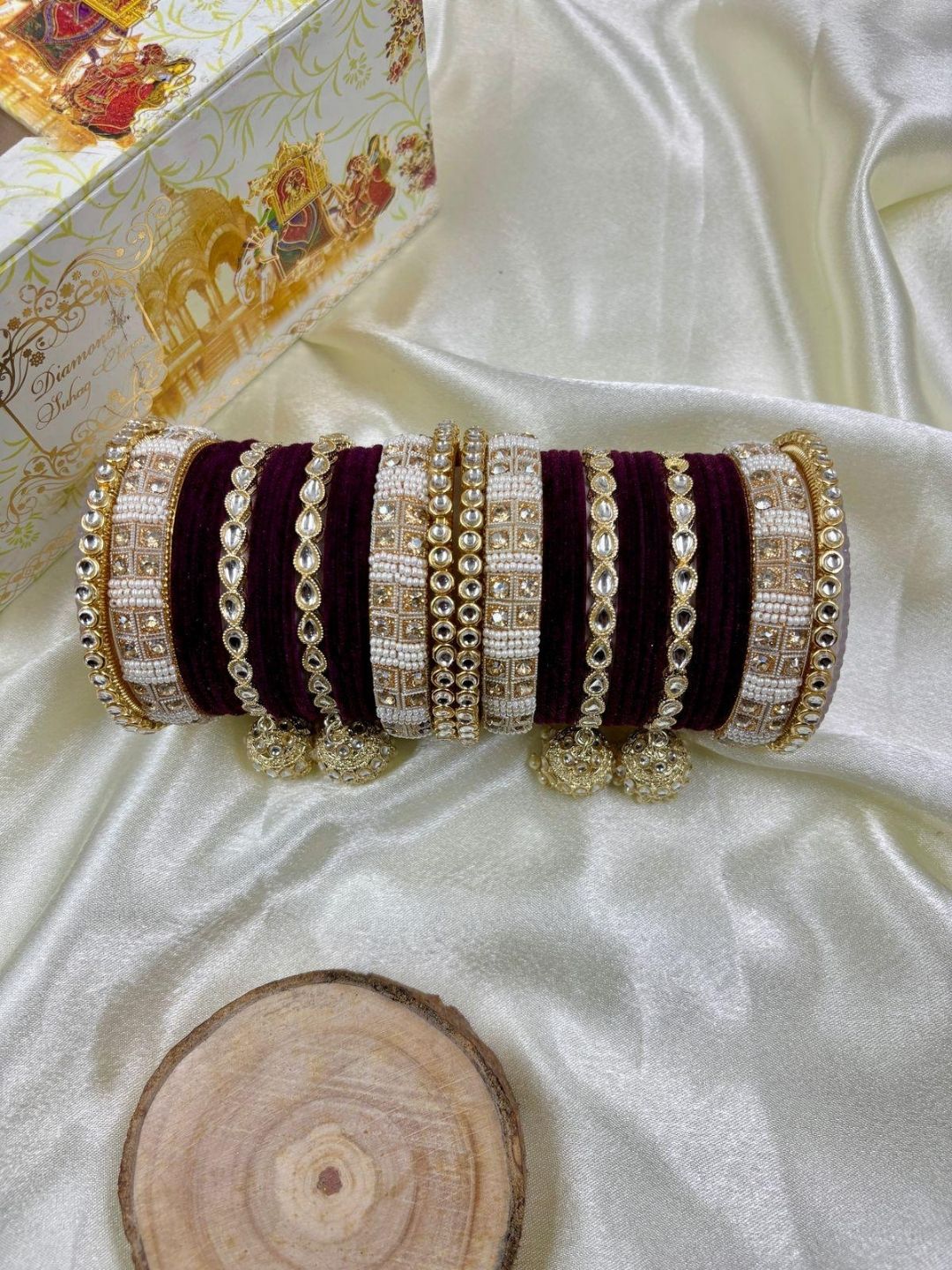 Ishhaara Designer Velvet Bangle Studded Bridal Chooda