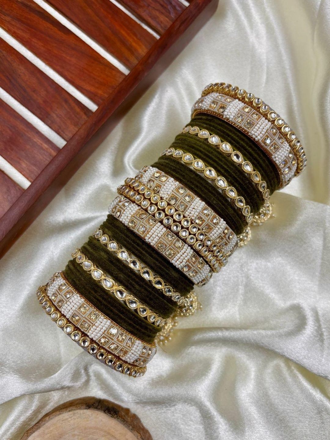 Ishhaara Designer Velvet Bangle Studded Bridal Chooda