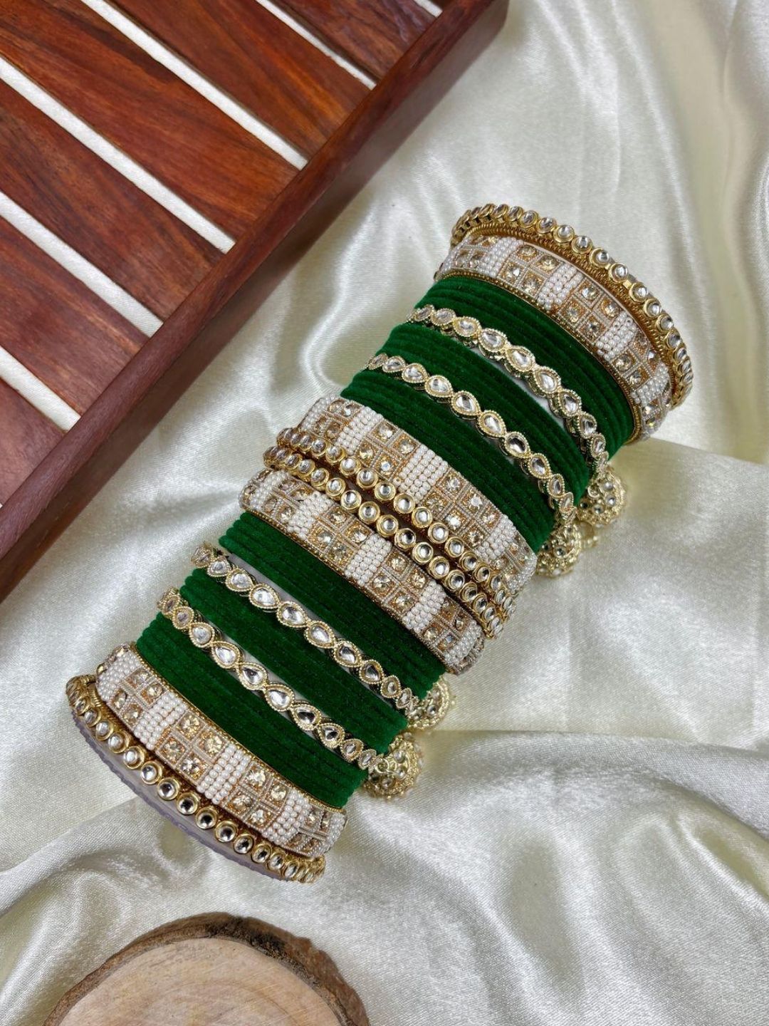 Ishhaara Designer Velvet Bangle Studded Bridal Chooda