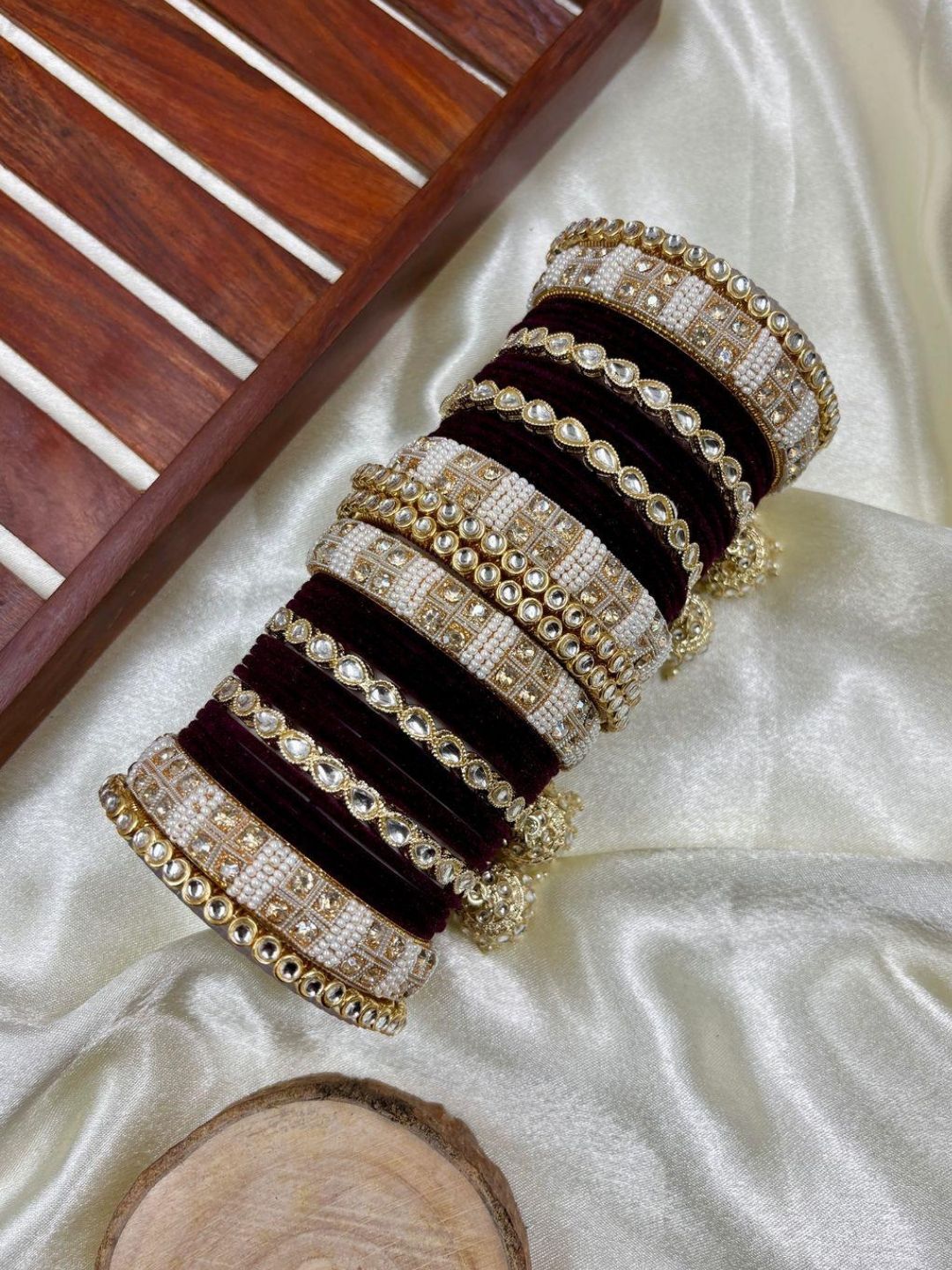 Ishhaara Designer Velvet Bangle Studded Bridal Chooda