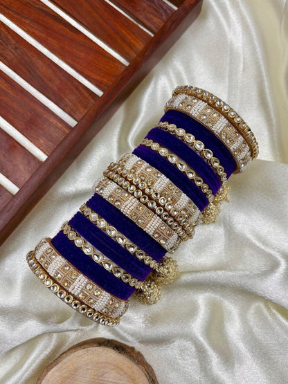 Ishhaara Designer Velvet Bangle Studded Bridal Chooda