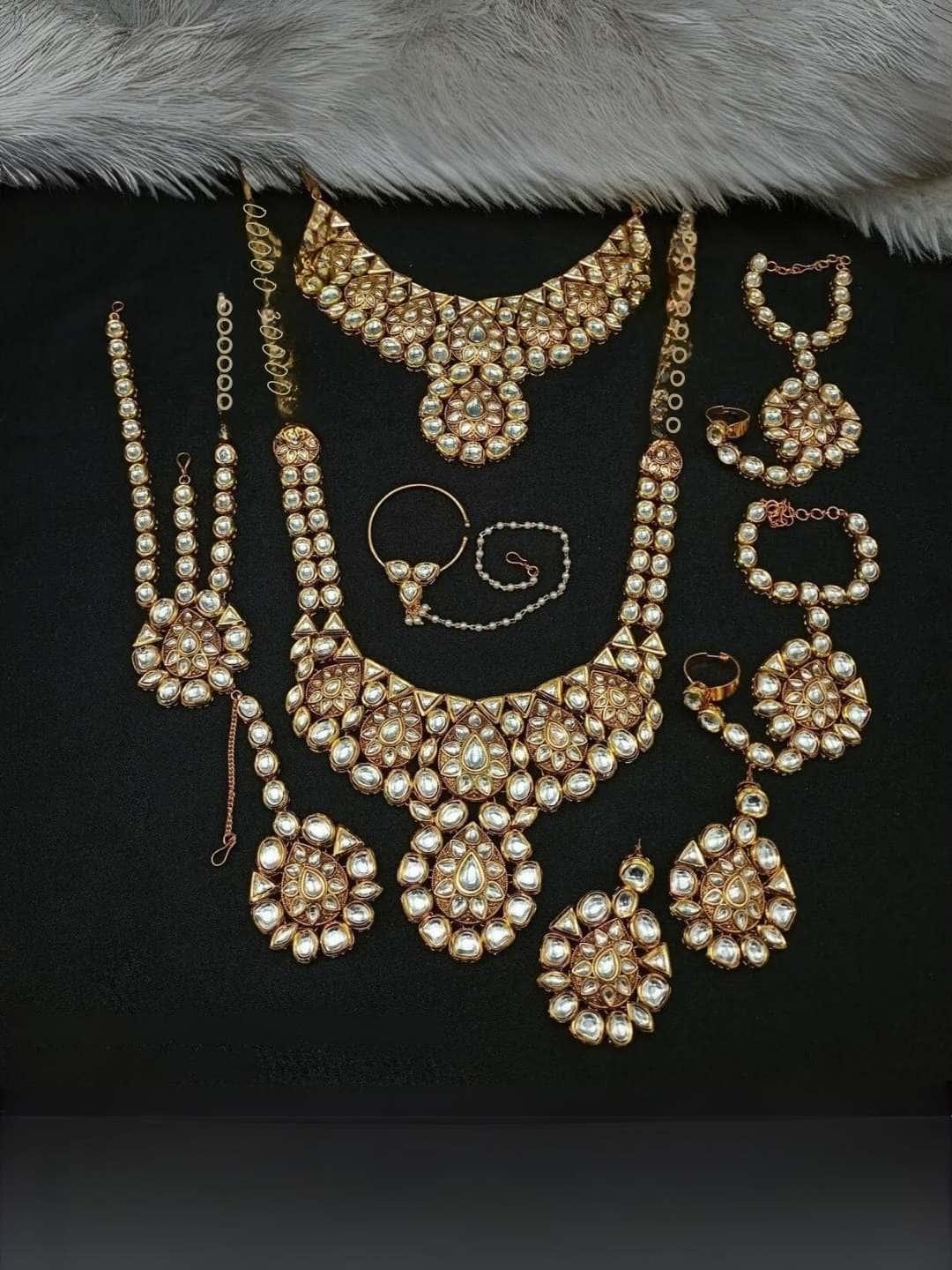 Ishhaara Designer White Kundan Studded Full Bridal Set