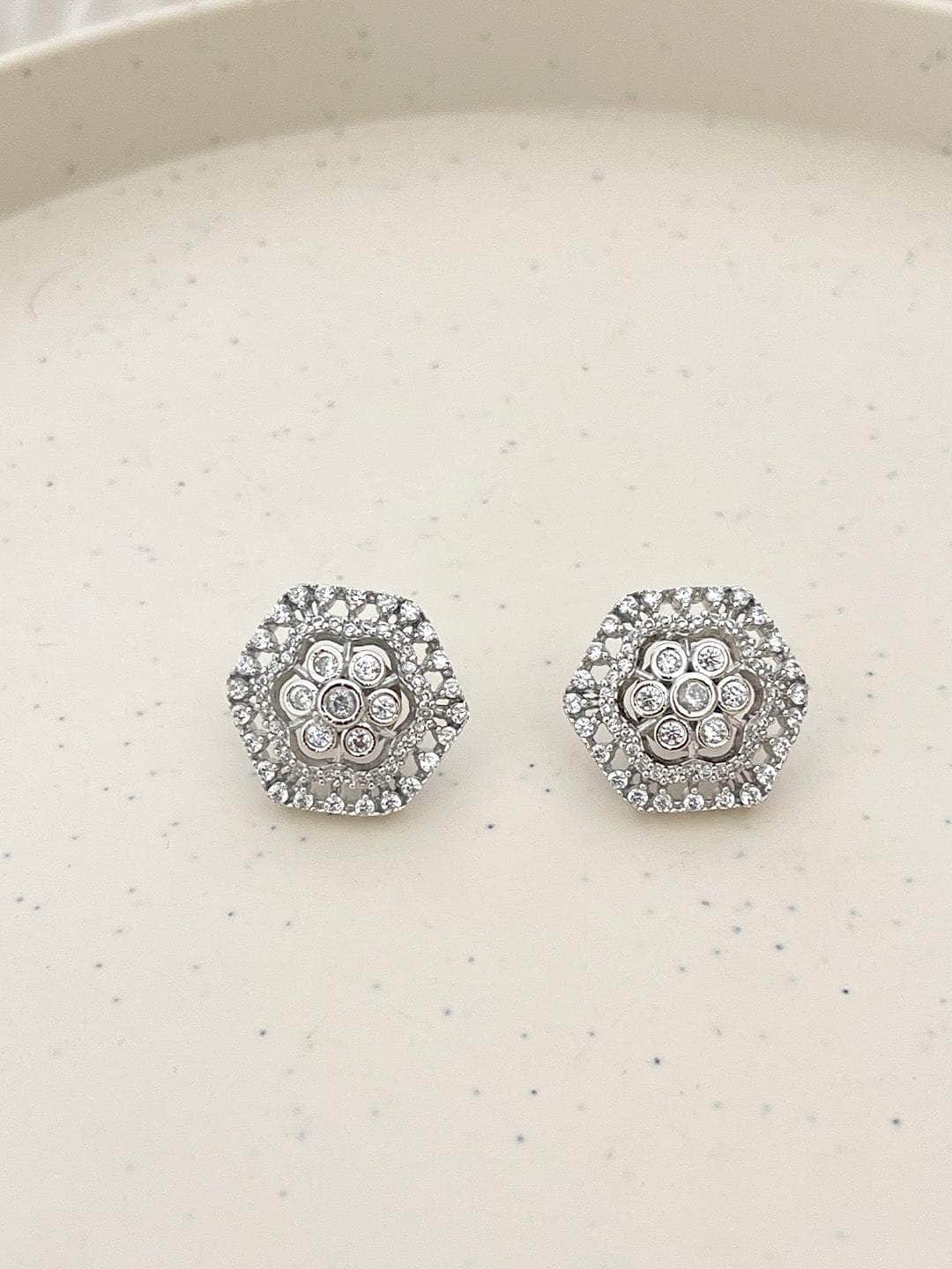 Ishhaara Diamond Cluster Honeycomb Earring