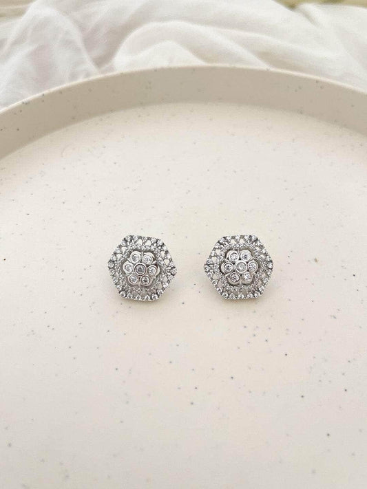 Ishhaara Diamond Cluster Honeycomb Earring