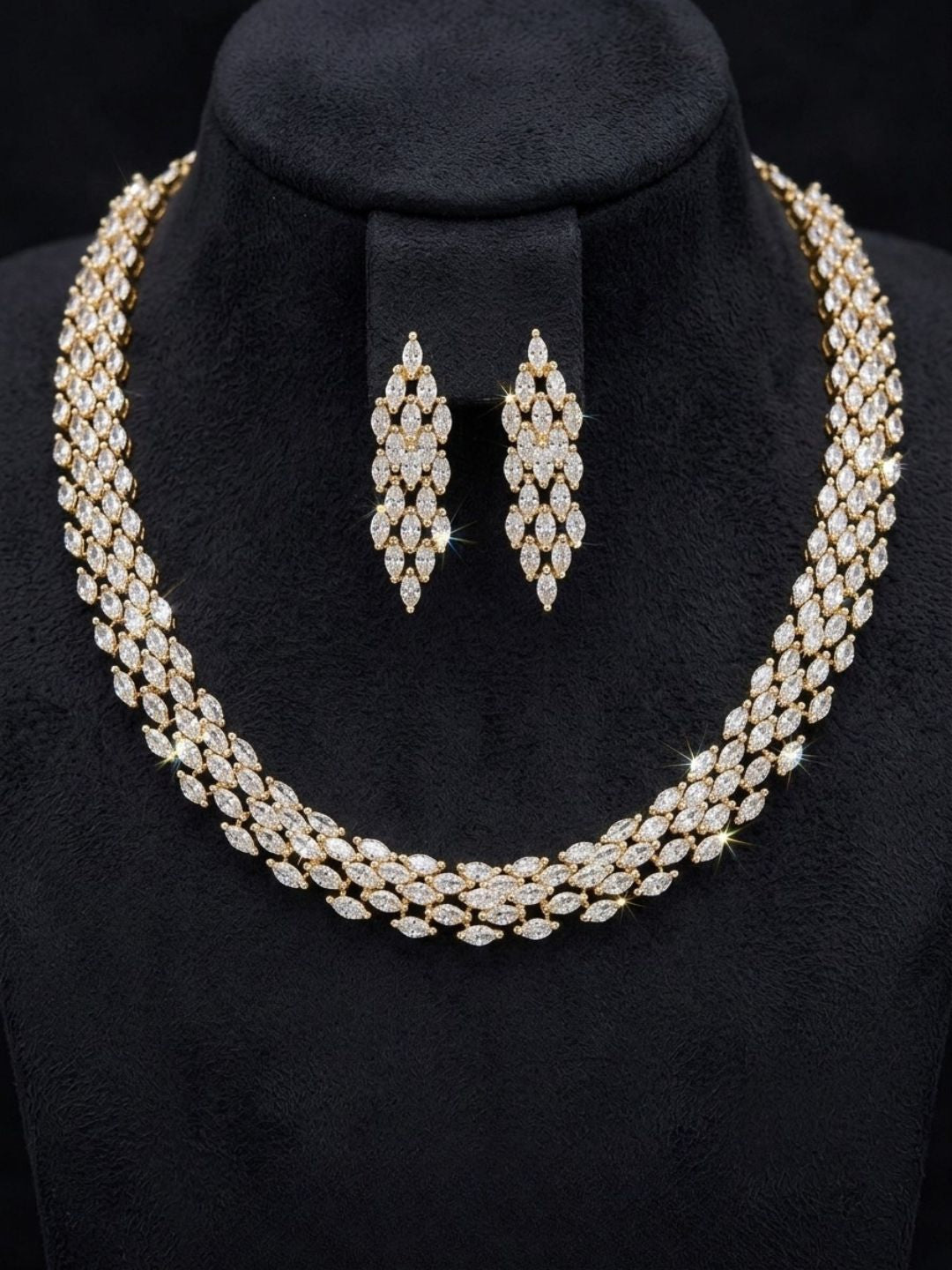 Ishhaara Diamond Lattice Mesh Choker Set