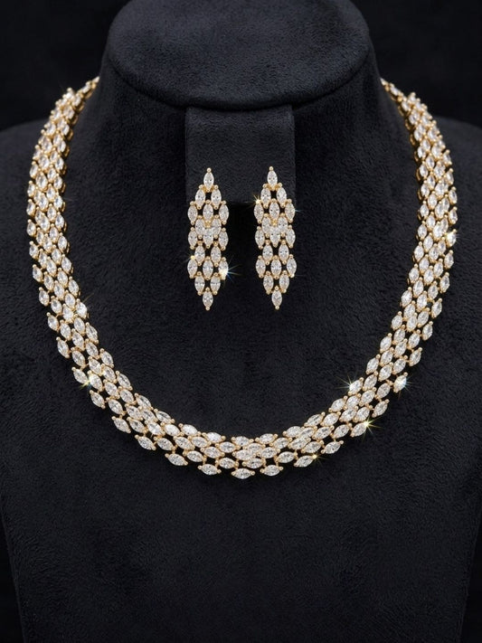 Ishhaara Diamond Lattice Mesh Choker Set