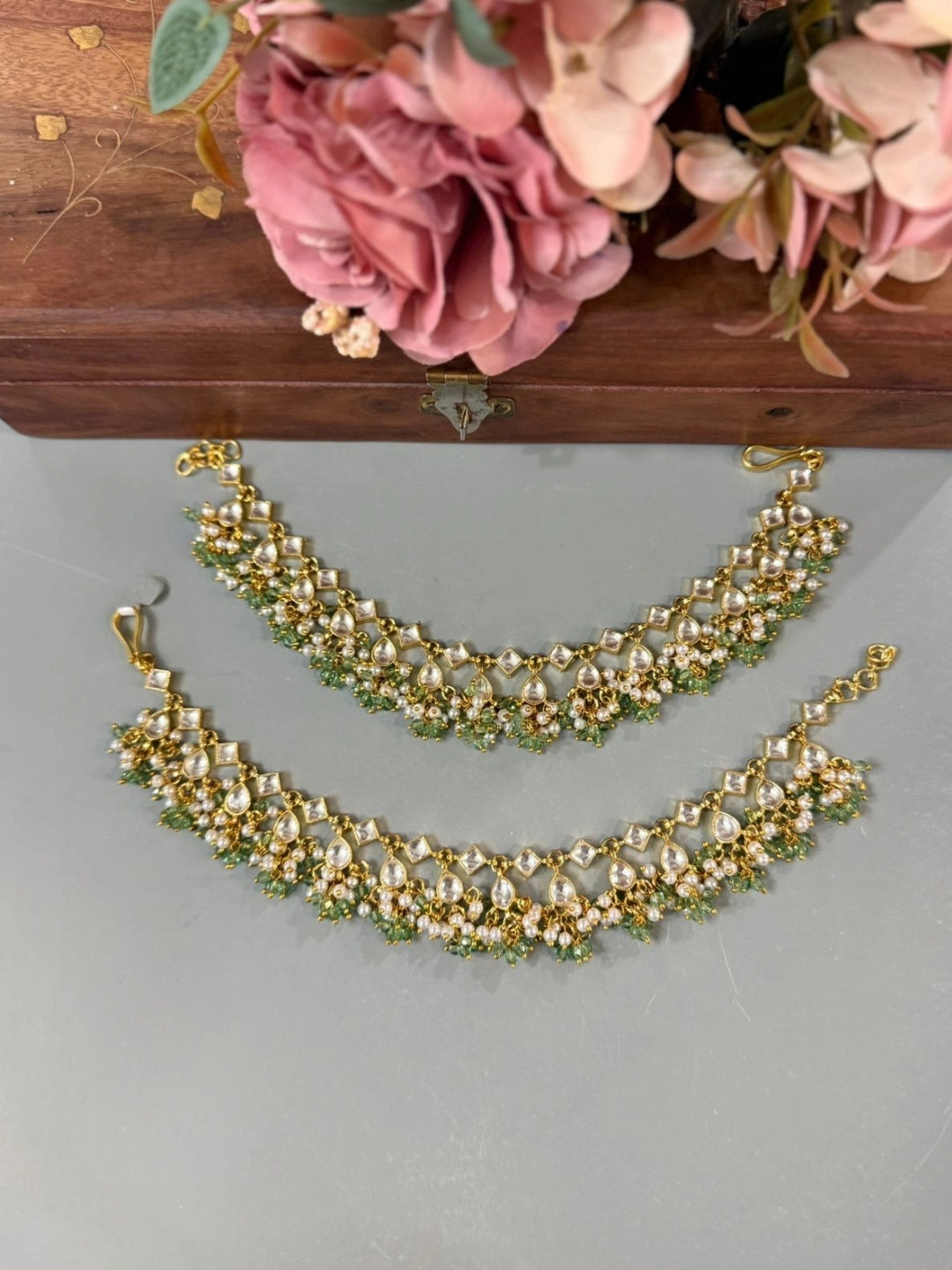 Ishhaara Diamond Shaped Kundan Studded Earchains