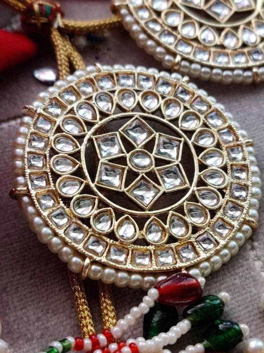 Ishhaara Diamond Stone Choker With Pearl Tassels