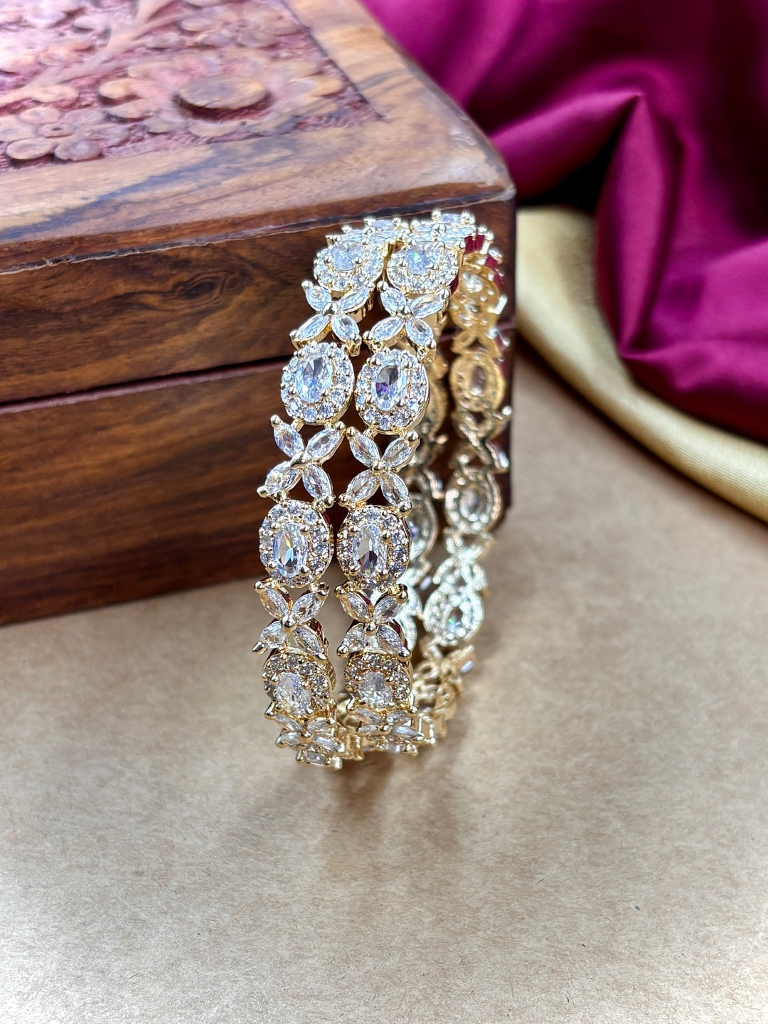 Ishhaara Diamond Studded Gold Plated Bangle — handcrafted Indian jewellery - view 2