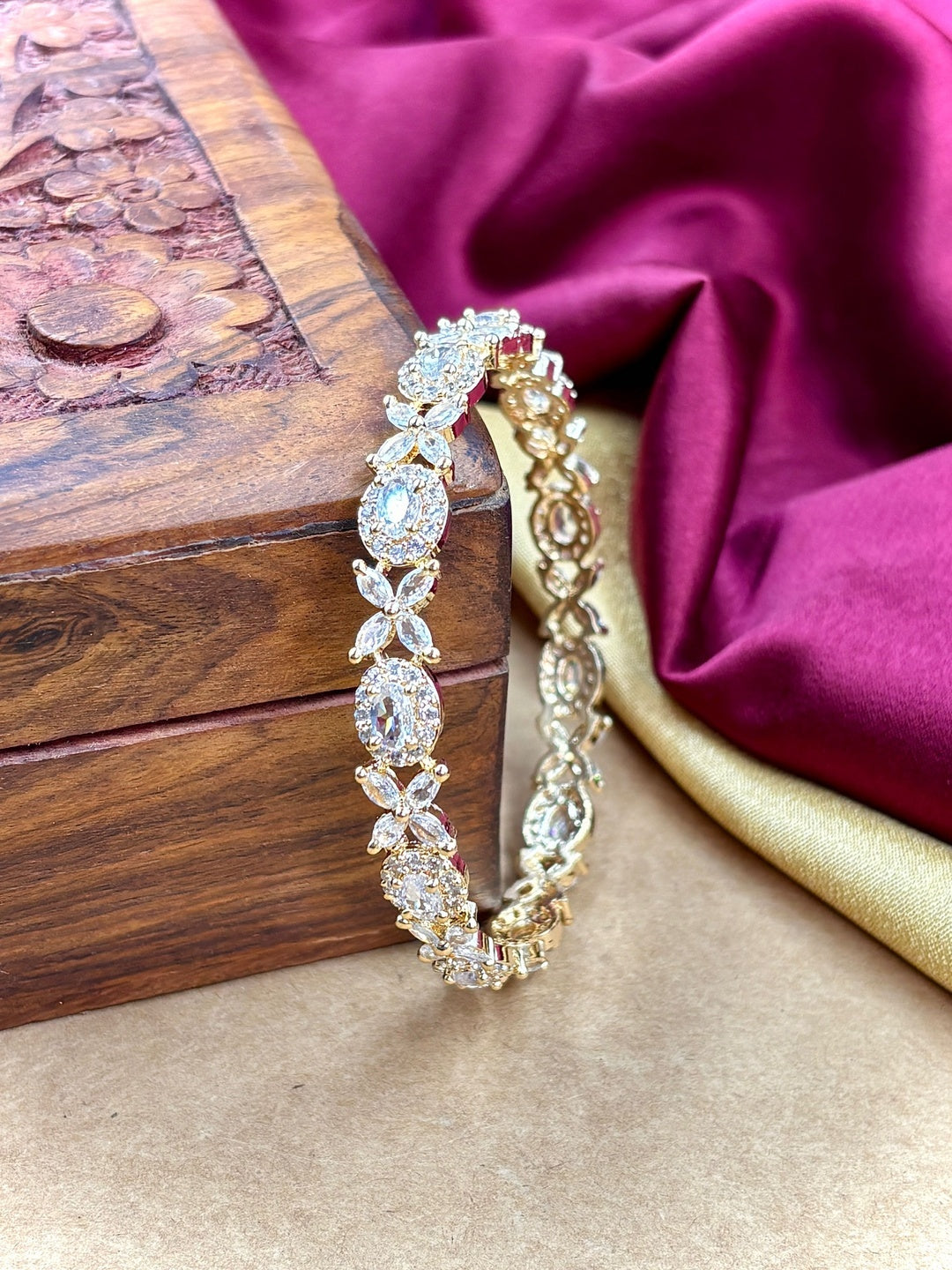 Ishhaara Diamond Studded Gold Plated Bangle — handcrafted Indian jewellery - view 5
