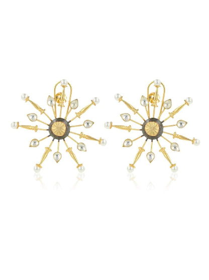 Ishhaara Diamond Sunburst Two Tonned Stud Earring