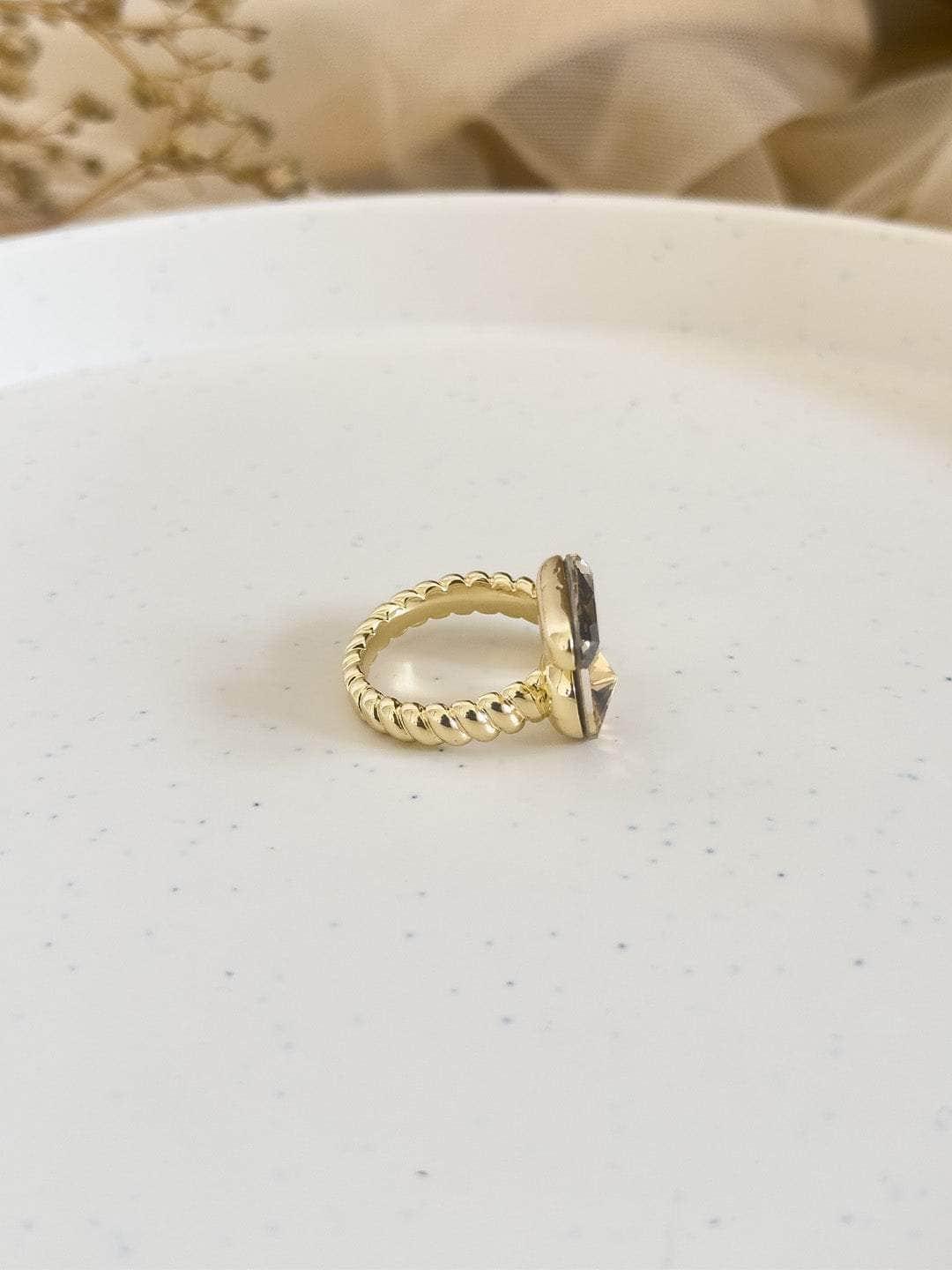 Ishhaara Dior Crystal Gold Tone Open Ring