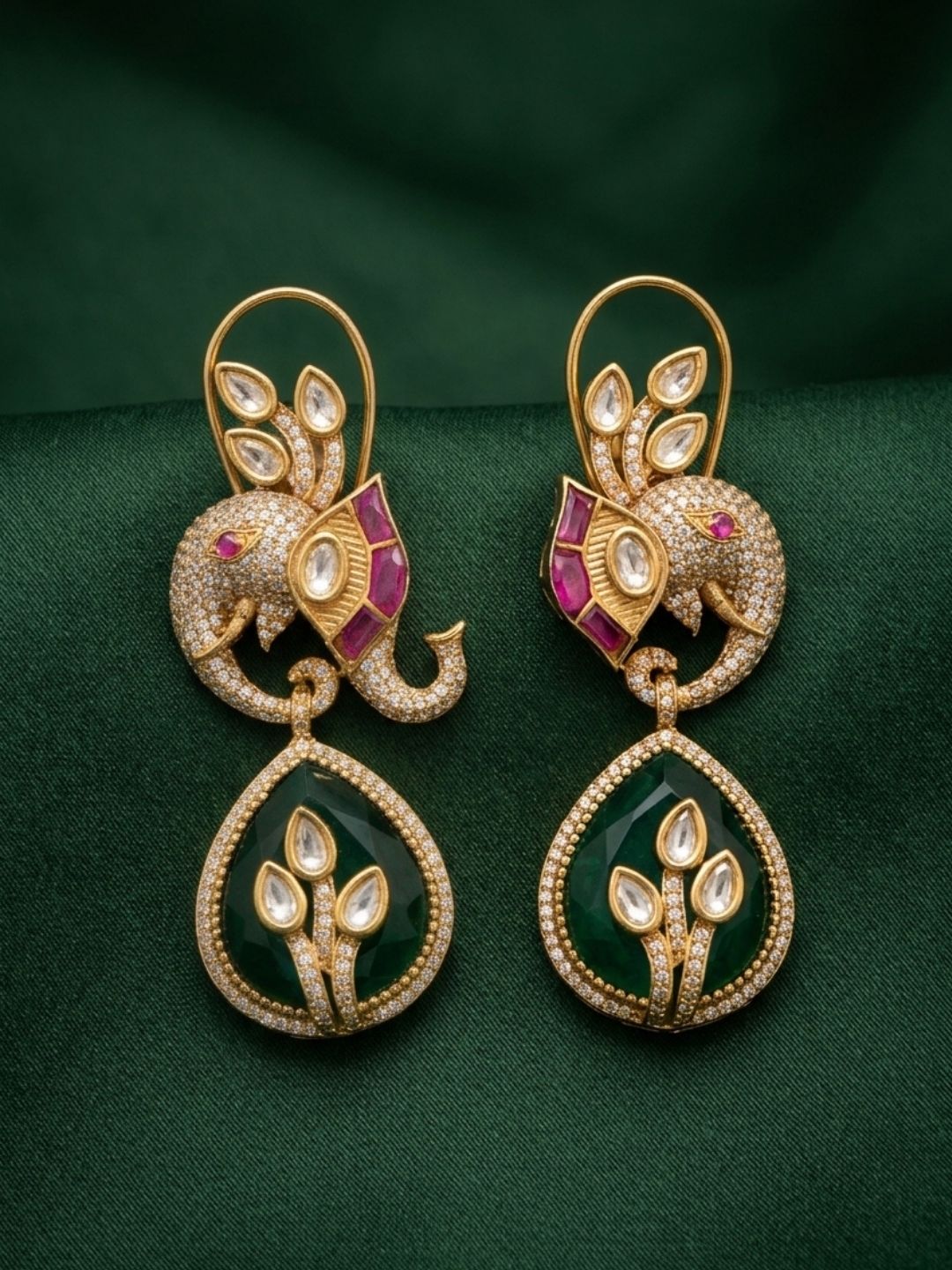 Ishhaara Divine Emerald Ganesha Earrings