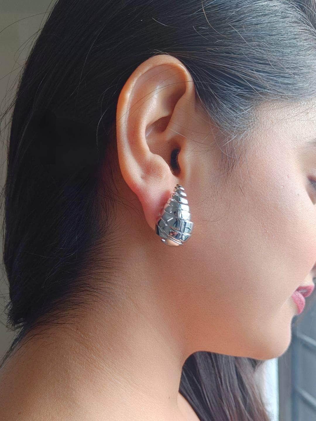 Ishhaara Dome Drop Earrings Silver