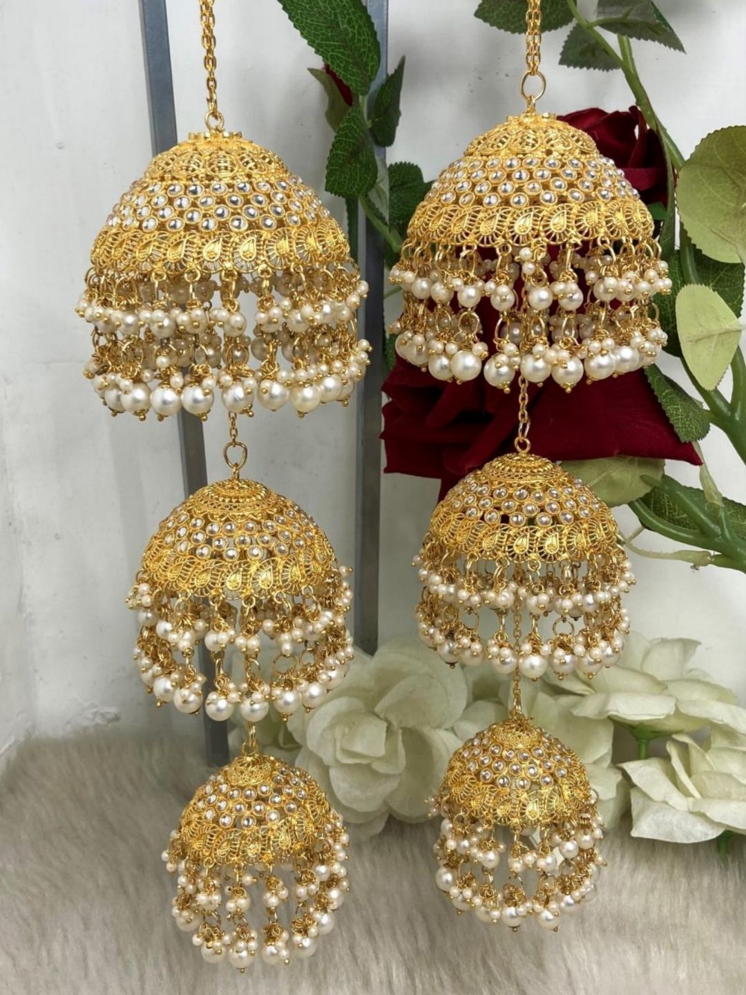 Ishhaara Dome Shaped Pearl Beaded Layered Bridal Kaleera