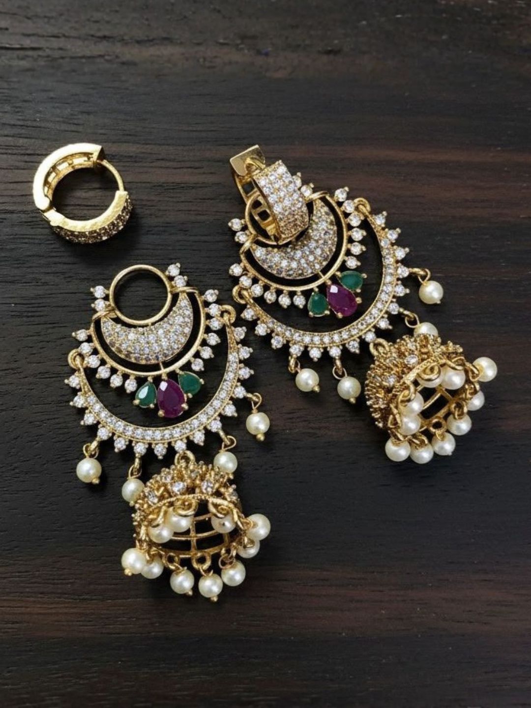 Ishhaara Double Crescent Moon Jhumka Earrings