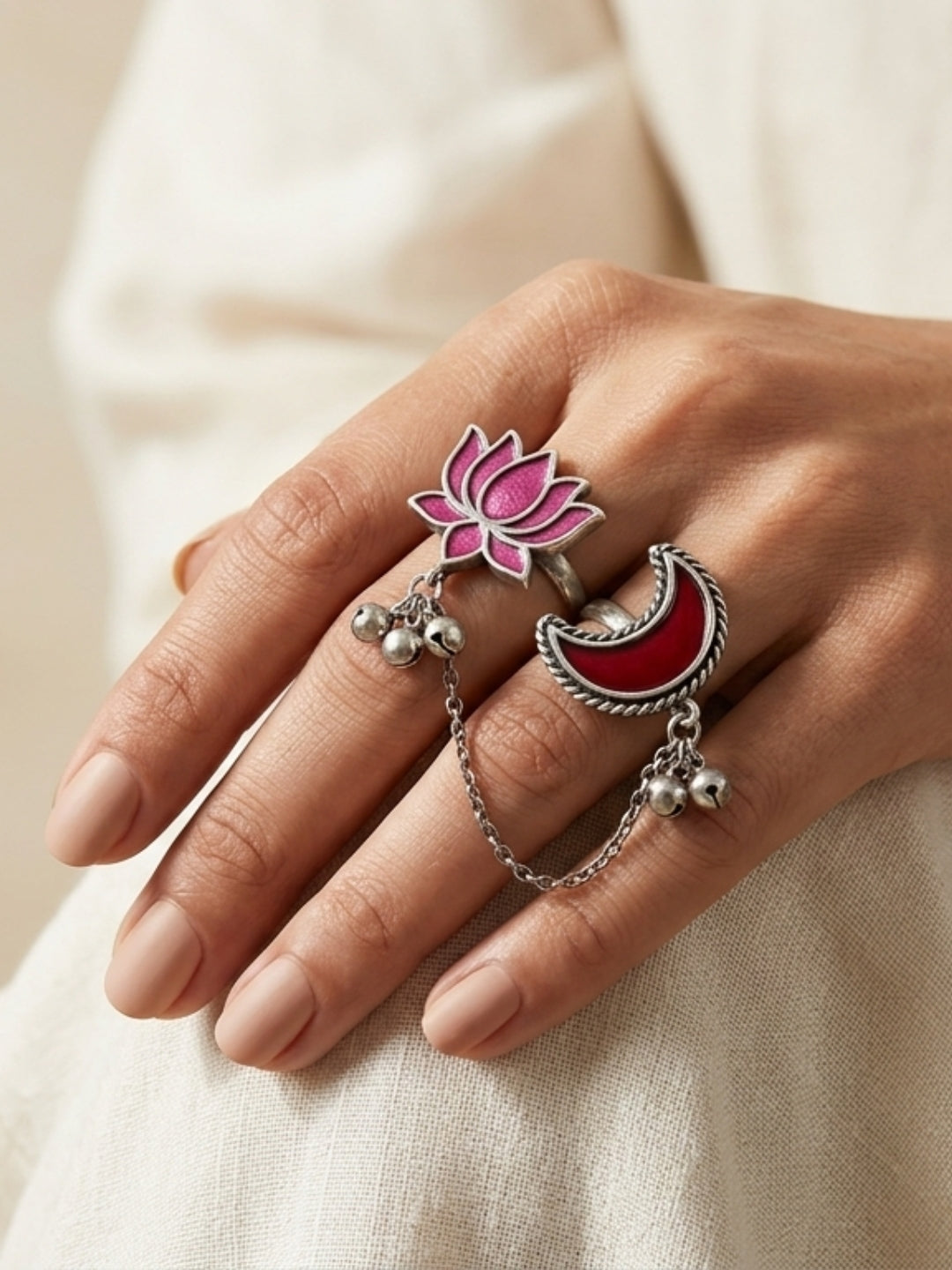 Ishhaara Double Finger Glass Ring