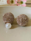 Ishhaara Double Glitter Pearl Studs Silver