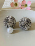 Ishhaara Double Glitter Pearl Studs Silver