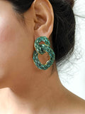 Ishhaara Double Layers Rhinestone Chain Drop Earrings